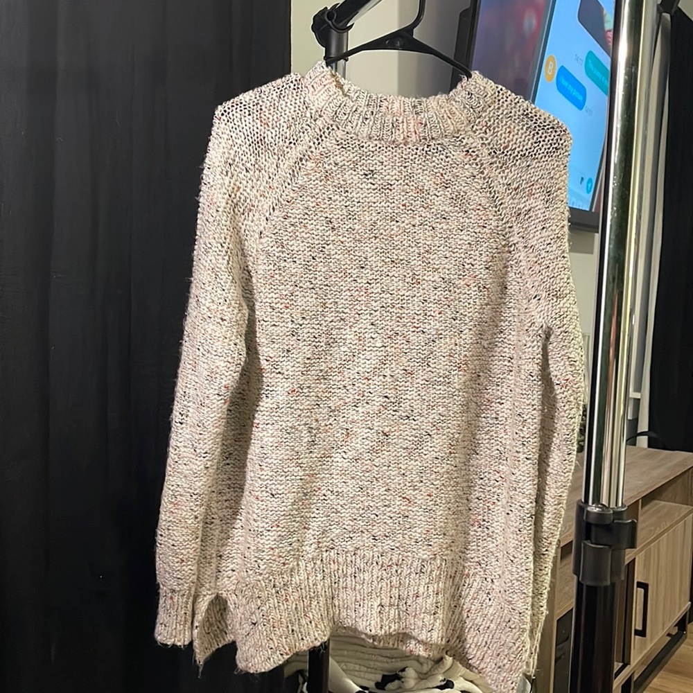 Mossimo Sweater with green, red, and gold accents. Size small.
